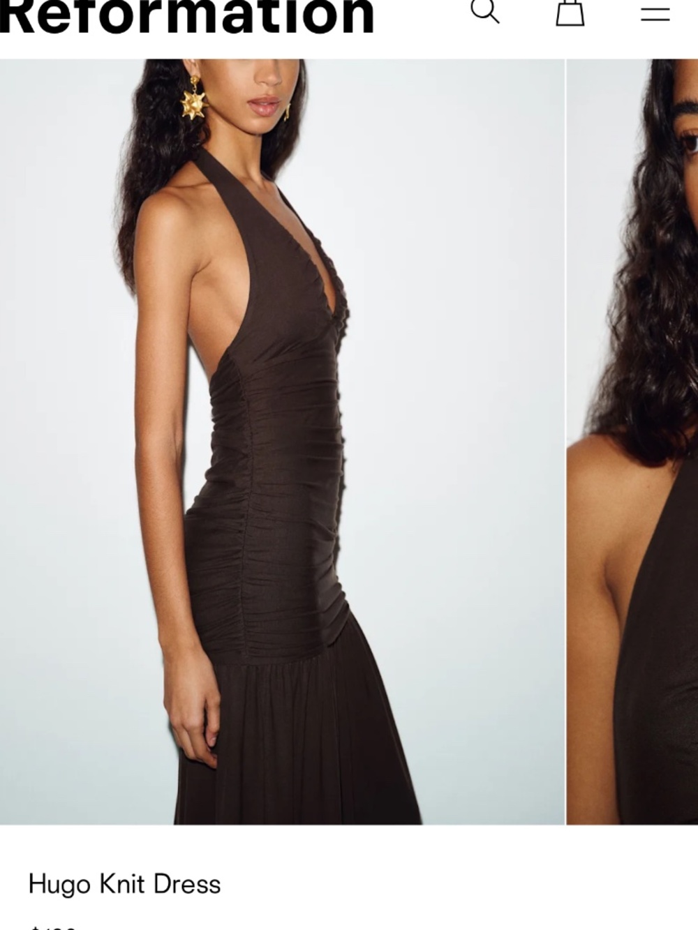 Reformation Hugo Knit Dress - brown drop waists dress - Picture 2 of 5